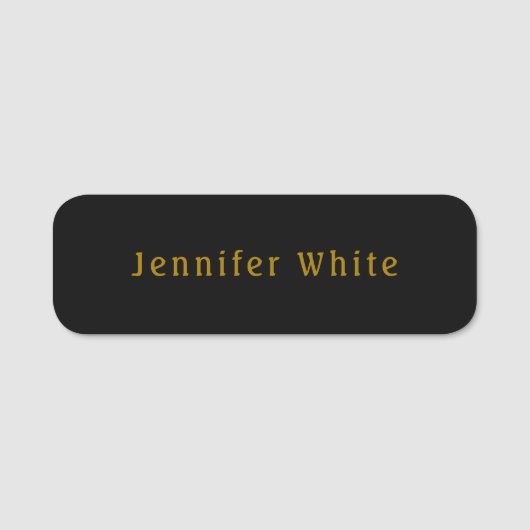 Calligraphy Elegant Retro Gold & Black Name 名札 (正面)