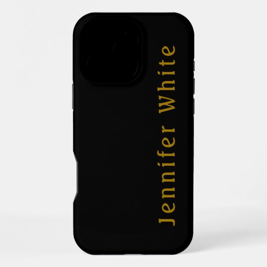 Calligraphy Elegant Retro Gold & Black Name iPhoneケース (裏面)