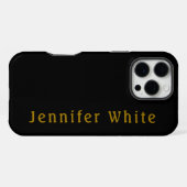 Calligraphy Elegant Retro Gold & Black Name iPhoneケース (裏面横)