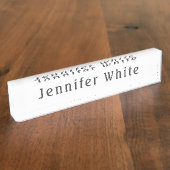 Calligraphy Elegant Retro Gray White Name デスクネームプレート (側面)