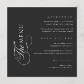 Calligraphy Elegant Square Black Wedding Menu メニュー (正面)