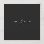 Calligraphy Elegant Square Black Wedding Menu メニュー (裏面)