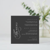 Calligraphy Elegant Square Black Wedding Menu メニュー (スタンド正面)