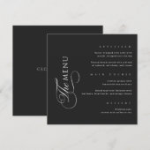 Calligraphy Elegant Square Black Wedding Menu メニュー (正面/裏面)
