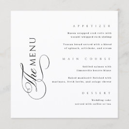 Calligraphy Elegant Square Wedding Menu メニュー