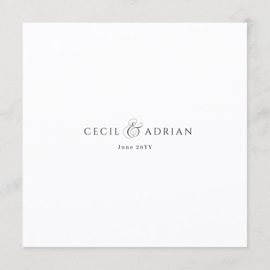 Calligraphy Elegant Square Wedding Menu メニュー (裏面)