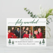 Calligraphy Feliz Navidad Pine Trees 3 Photo Green シーズンカード (スタンド正面)