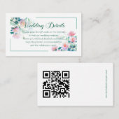 Calligraphy Floral Fresh Pink Peony Wedding エンクロージャーカード (正面/裏面)