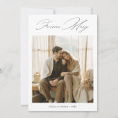 Calligraphy Forever Merry Christmas Newlywed Photo シーズンカード (正面)