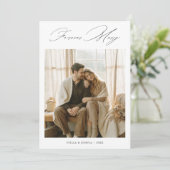 Calligraphy Forever Merry Christmas Newlywed Photo シーズンカード (スタンド正面)