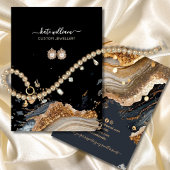Calligraphy Gold Agate Earring Display Card 名刺