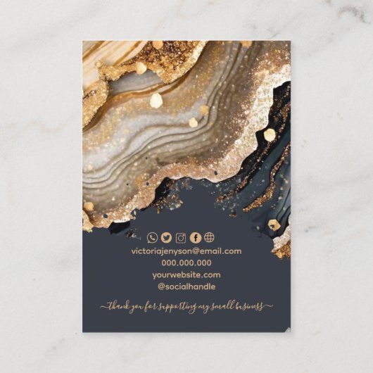 Calligraphy Gold Agate Earring Display Card 名刺 (裏面)