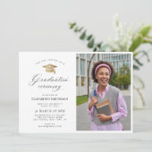 Calligraphy gold cap photo graduation ceremony 招待状 (スタンド正面)