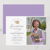 Calligraphy gold cap photo graduation ceremony 招待状 (正面/裏面)