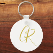 Calligraphy Gold Color Monogram Modern Minimalist  キーホルダー (正面)