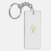 Calligraphy Gold Color Monogram Modern Minimalist キーホルダー (正面左)