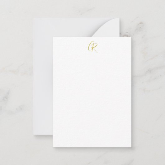 Calligraphy Gold Color Monogram Modern Minimalist  ノートカード (正面)