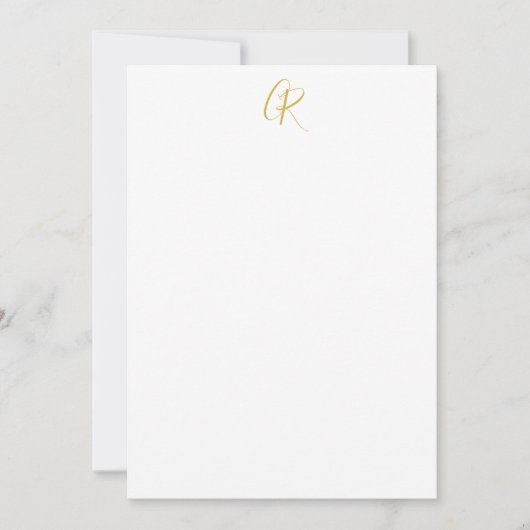 Calligraphy Gold Color Monogram Modern Minimalist  ノートカード (正面)