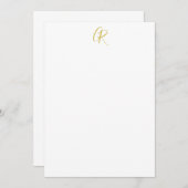 Calligraphy Gold Color Monogram Modern Minimalist  ノートカード (正面/裏面)