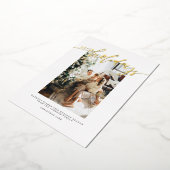 Calligraphy Happy Holidays Christmas Family Photo 箔シーズンカード (回転した状態)