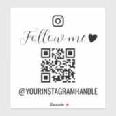 Calligraphy & Heart Follow Me Social Media QR Code シール (シート)