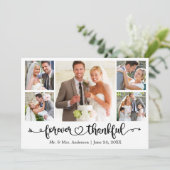 Calligraphy Heart Forever Thankful 5 Photo Wedding サンキューカード (スタンド正面)