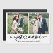 Calligraphy Heart Just Married 2 Photo Magnet Card (正面/裏面)