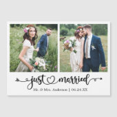 Calligraphy Heart Just Married 2 Photo Magnet Card (正面)