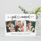 Calligraphy Heart Just Married 3 Photos Wedding 案内状 (スタンド正面)