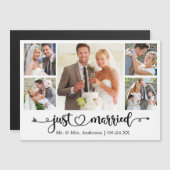Calligraphy Heart Just Married 5 Photo Magnet Card (正面/裏面)