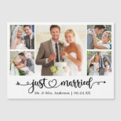 Calligraphy Heart Just Married 5 Photo Magnet Card (正面)