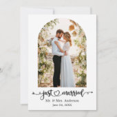 Calligraphy Heart Just Married Arch Wedding 案内状 (正面)