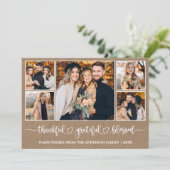 Calligraphy Heart Thankful 5 Photo Kraft シーズンカード (スタンド正面)