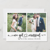 Calligraphy Heart We Got Married 2 Photo Wedding 案内状 (正面)