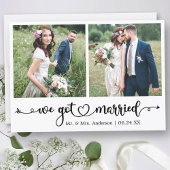 Calligraphy Heart We Got Married 2 Photo Wedding 案内状