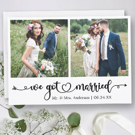 Calligraphy Heart We Got Married 2 Photo Wedding 案内状