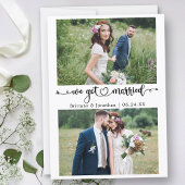 Calligraphy Heart We Got Married 2 Photos Wedding 案内状