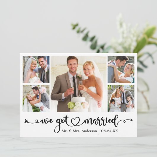 Calligraphy Heart We Got Married 5 Photo Wedding 案内状 (スタンド正面)