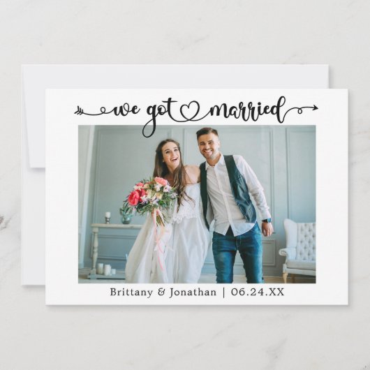 Calligraphy Heart We Got Married Photo Wedding 案内状 (正面)