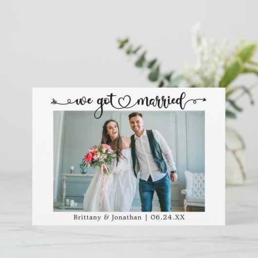 Calligraphy Heart We Got Married Photo Wedding 案内状 (スタンド正面)