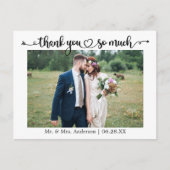 Calligraphy Heart Wedding Photo Thank You So Much ポストカード (正面)