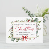 Calligraphy Ink Pen Watercolor Greenery Red Bow シーズンカード (スタンド正面)