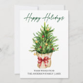 Calligraphy Ink Watercolor Pine Red Bow シーズンカード (正面)