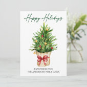 Calligraphy Ink Watercolor Pine Red Bow シーズンカード (スタンド正面)