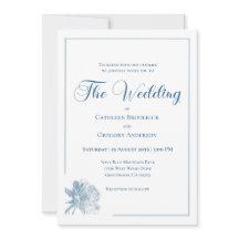 Calligraphy Line Art Dusty Blue Floral Wedding