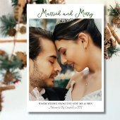 Calligraphy Married and Merry Forest Green Text シーズンカード