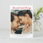 Calligraphy Married and Merry Simple Rich Red Text シーズンカード (スタンド正面)