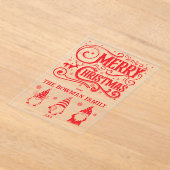 Calligraphy Merry Christmas Gnomes Family Greeting アクリル招待状 (レイダウン)