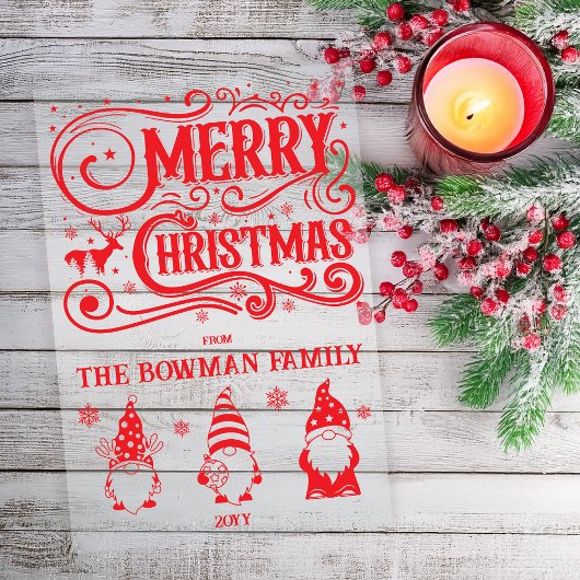 Calligraphy Merry Christmas Gnomes Family Greeting アクリル招待状