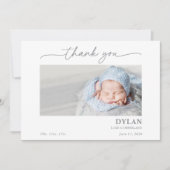 Calligraphy Minimal Baby Photo Thank You Card (正面)